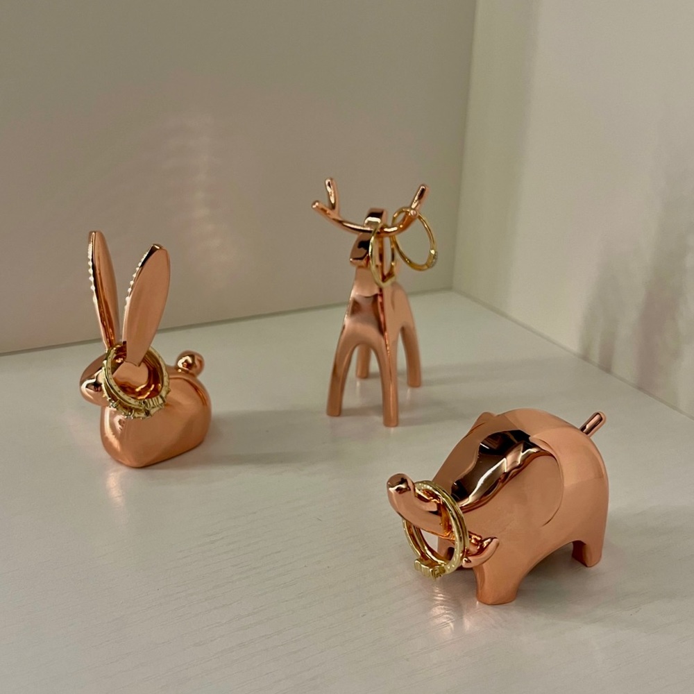 Adorable ring holders - copper - 3 set - animals